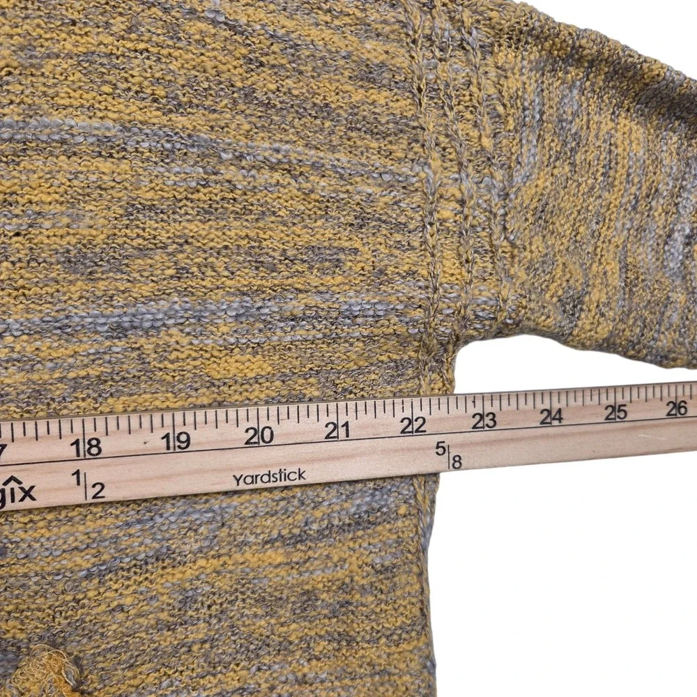 Free People Sweater Womens Small Yellow Marled Knit Cropped Slouchy Pockets Boho